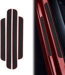 NTNEV 4 Pcs Car Door Sill Plate Protectors, PVC Soft Rubber Car Front Rear Door Entry Guards, Sill Scuff Cover Panel Step Protector, Car Accessories for Most Vehicles (Black Red-Not Pattern)