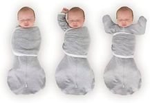 SwaddleDesigns Omni Swaddle Sack® Arms Up Half-Length Sleeves & Mitten Cuffs, Easy Swaddle Transition, Heathered Gray, 0-3 Mo