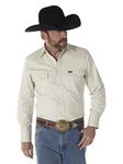 Wrangler Men's Authentic Cowboy Cut Work Western Long-Sleeve Firm Finish Shirt,Stone,Medium