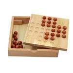 Vaveren Classical Peg Solitaire Board Game and 33 Marbles Party Office Games Wood Intelligence Toy for Kids Adults