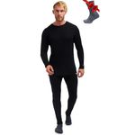 Merino.tech Merino Wool Base Layer Men Set - Merino Thermal Underwear Mens Top and Bottom Lightweight, Midweight, Heavyweight (X-Large, 250 Black)