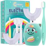 Kids Toothbrushes U Shape, Kids Automatic Toothbrush, Toddler Toothbrush U Shaped, U Toothbrush Kids, Auto Toothbrush, Rechargeable Electric Brush Age 2+, Children's U-Shaped Toothbrush (Turquoise)