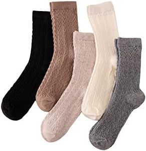 Milumia Women's 5 Pairs Cable Knit Crew Socks Casual Comfy Winter Socks Multicolor One Size