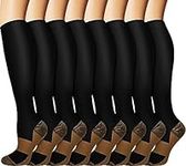 8 Pairs Copper Compression Socks Women Men Graduated Circulation 15-20mmHg - Best for Running Athletic Cycling