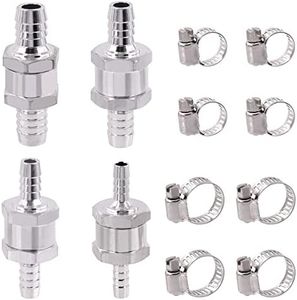 Mardatt 12PCS Non Return One Way Check Valve with Hose Clamp Set, 1/4" 5/16" 3/8" 1/2" Aluminum Alloy Non-Return One Way Fuel Line Check Valve for Fuel Line Gas Petrol Diesel Water