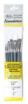 Winsor & Newton Foundation Acrylic Short Handle 6 Pack, Wood, Multicoloured, 7 x 1 x 4.3 cm