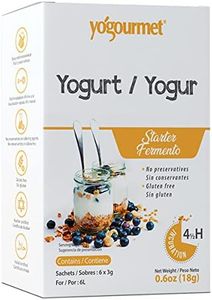 Yogourmet Yogurt Starter (6 Pack) - Make Yogurt at Home - Starter Culture - All Natural, Gluten Free, Kosher, Halal - 3 g Sachets