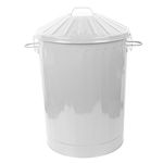CrazyGadget® 90 Litre 90L Extra Large Colour Metal Dustbin Kitchen House Garden Storage Unit Bin with Special Locking Lid (White)