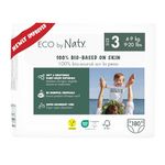 Eco by Naty Eco-Friendly Baby Diapers - 100% Plant-Based Materials on Skin, Soft, for Sensitive Skin & Super Absorbent (Size 3, 180 Count)