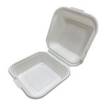 CKDCARES | [40 Pack] 6"x6" Bagasse Compostable Clamshell Hinged Container | Togo Disposable Food Containers with Lids | Made of 100% Sugarcane | Lunch Container Food Box