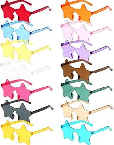 Occhiali a forma stella Occhiali da sole a forma di stella senza cornice Occhiali trasparenti color caramella Occhiali colorati per feste addio al nubilato Bomboniere Photo Booth Puntelli, Multicolore