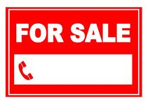 2 x FOR SALE - Red with space - Info Sign Label Removable Self Adhesive Waterproof Durable Vinyl Label Stickers 225mm x 160mm