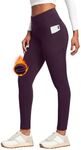 Heathyoga Fleece Lined Leggings with Pockets for Women Thermal Leggings Warm Leggings Women Winter High Waisted Yoga Pants Dark Purple