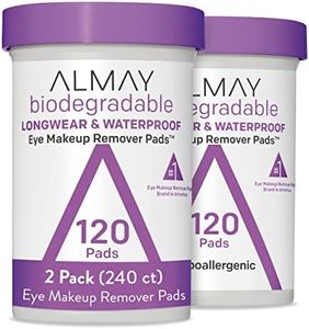 Almay Biodegradable Makeup Remover Pads, Longwear & Waterproof, Hypoallergenic, Fragrance-Free, Dermatologist & Ophthalmologist Tested, 120 count (Pack of 2)