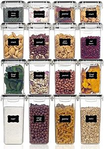 Vtopmart boîtes de Conservation Alimentaire sans BPA de Nourriture en Plastique avec Couvercle,Ensemble De 16 + 24 Étiquettes,pour Céréales,Farine (Noir)