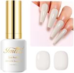 Imtiti Nude Gel Nail Polish, 0.5 Fl Oz Soy Milky White Gel Polish Soak Off LED UV Nail Gel Polish Spring Summer Gel Nail Polish DIY Nail Art Starter Manicure Salon Gel Nail Kit