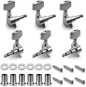 TIMESETL 6 Pieces Guitar Machine Heads Knobs Guitar String Tuning Pegs Machine Head Tuners for Electric or Acoustic Guitar (3 Left + 3 Right)