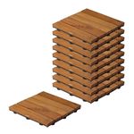 Sharpex Deck Tiles with Interlocking | 10 Piece Teak Wood Floor Decking Water Resistant Tile for Balcony, Terrace, Garden | Quick Flooring Solution for Indoor/Outdoor (Brown, 10 Piece)