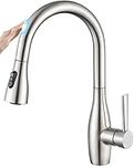 CREA Touch Sensor Kitchen Tap, Touch On Kitchen Mixer Tap with Pull Out Sprayer, Kitchen Sink Tap with 3 Function, 360° Swivel Tap for Kitchen Sink, Pull Out Kitchen Sink Mixer Tap, Stainless Steel