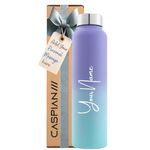 Caspian Astra Customised Stainless Steel Water Bottle 1L, L-Lagoon with Logo Print - Personalised Water Bottle with Your Name Print for Kids Boys Girls School Office Gym- Perfect for Corporate Gifting