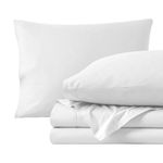 Bare Home 100% Organic Cotton Queen Sheet Set - Crisp Percale Weave - Lightweight & Breathable - Bedding Sheets & Pillowcases (Queen, White)