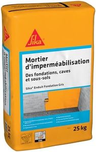 SIKA - Enduit fondation mortier d'imperméabilisation de caves/sous-sol - Sika Enduit Fondation Gris - Imperméable à l'eau - Durcissement rapide - Esthétique 25kg