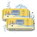 Eddie & Holly 99.9% Pure Water Baby Wipes | Zero Rash Wipes | Extra Large and Extra Thick Wet Wipes | Unscented | 100% Plant based Fabric | Suitable for Delicate Skin | Wet wipes for baby's (2 X 60)