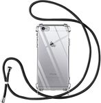 Vauki Mobile Phone Chain for iPhone 6 Case with Strap Mobile Phone Case Silicone Transparent for Hanging Shockproof with Cord Necklace Cord TPU Bumper Case for iPhone 6s