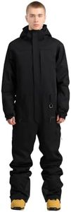 GSOU SNOW Men Ski Suit One Piece Snowsuit Snowboard Jumpsuit Jacket Pant Set Insulated Windproof Outwear Winter Black S