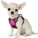 Eagloo Dog Harness No Pull, Walking Pet Harness with 2 Metal Rings and Handle, Adjustable Reflective Breathable Oxford Soft Vest Easy Control Harness for Small Medium Large Dogs, Rose Red, XS