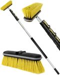 DocaPole 7-30 Foot Medium Bristle Deck Brush + Extension Pole |11” Scrub Brush with Telescopic Pole | Long Handle Cleaning Brush and Deck Brush for Deck, House Siding, Garage, Patio and more (30 Foot)