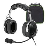 WODASEN General Aviation Headset GA Dual Plug Pilot Headsets with Boom Mic Aircraft Airplane Noise Cancelling GA Plug (Black)