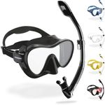 CRESSI F1 Combo Set Black - Combo Set Frameless Mask F1 + Snorkel Dry for Diving and Snorkeling, Black, One Size, Unisex