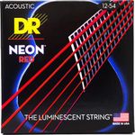 DR Strings Hi-Def NEON Red Coated Medium Acoustic Guitar Strings (12-54)