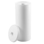 iDesign Kent Freestanding Toilet Roll Holder, Plastic Toilet Paper Holder with Lid, Essential Toilet Paper Storage, White, 16.002 x 16.002 x 39.37 cm