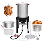 CreoleFeast TFS3010 Propane 30 Qt. Turkey and 10 Qt. Fish Fryer Boiler Steamer Set, 50000 BTU Burner, Ideal for Outdoor Cooking