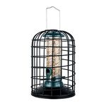 iBorn Squirrel Proof Bird Feeder with Squirrel, Pestoff Hanging Wild Bird Seed Feeder for Mix Seed Blends, Sunflower Heart, Birdbath, Heavy Duty All Metal Anti-UV Finishing, Green 8 Inch