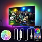 HOUHUI LED Light Strip for 32-65In TV,2Pcs 4M RGB LED Strip Lights for TV Backlight, App Control Music Sync LED Strip USB TV Lights,Bias LED Lighting TV Lights Behind Monitor for Gaming Room Desk