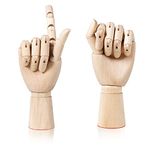 2 Pcs 10" Flexible Wood Hand Model Wooden Artist Drawing Manikin Articulated Mannequin Right Left Hand Drawing Figure Artist Manikin Hand Model Art Sketching Painting for Home Office Desk Decoration