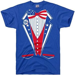 DirtyRagz Men's USA America Merica Tux Tuxedo Suit Costume T Shirt 3XL Royal Blue