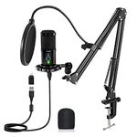 USB Condenser Podcast Microphone Kit,Aveek Microphone for Music Studio Recording/Gaming,Streaming Microphone with mute/Unmute,Mic with Boom Arm,for PC and Phone,Skype,YouTube,Karaoke Gaming Recording