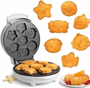 Sea Creature Mini Waffle Maker- Summer Fun, Make 7 Different Ocean Animal Shapes in Minutes- Cool for Kids & Adults w Novelty Aquatic Pancakes- Electric Non-Stick Waffler Iron, Quick & Easy Breakfast