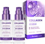 The Beauty Standard Collagen & Hyaluronic Acid Under Eye Serum - Anti Aging - Hydrating, Reduces Puffiness, Dark Circles & Wrinkles - Korean Skin Care For All Skin Types - 1 oz / 30 ml - 2 pack