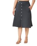 Areca's Olive A-line Knee Length Skirt with Front Buttons for Womens with 2 Pockets (28, Grey) (30, Grey)