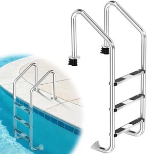 Swimming Pool Ladder for Inground Pools, 3-Step 304 Stainless Steel Pool Stairs with Non-Slip Rubber Step Pads, Rugged & Durable for Indoor/Outdoor Pool, Supports 330 lbs