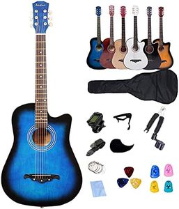Rosefinch Acoustic Guitar 38 inch Cutaway Guitar Kit for Beginner Adults 3/4 Size Guitare Acoustique Adulte (38" Blue)