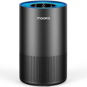 Air Purifiers for Home Large Room Pets Up to 1300 Sq Ft, MOOKA H13 True HEPA Air Purifier Cleaner with 360° Air Inlet, Fragrance, 13dB Air Purifier for Bedroom Wildfire Smoke Pet Dust Pollen (Black)