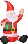 HOMCOM 4ft Inflatable Christmas Santa Claus Gift with LED Xmas Décor Holiday Outdoor Yard Decoration