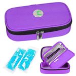 YOUSHARES Insulin Cooler Travel Case - Medicine Cool Bag Medication Diabetic Insulated Organizer Portable Cooling Bag for Insulin Diabetic Supplies with 2 Cooler Ice Pack (Purple)