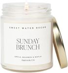 Sweet Water Decor Sunday Brunch Candle - Soy Apple, Bourbon, and Maple Candles for Home - 9oz Clear Jar + Gold Lid, 40+ Hour Burn Time, Made in the USA - Summer Candle